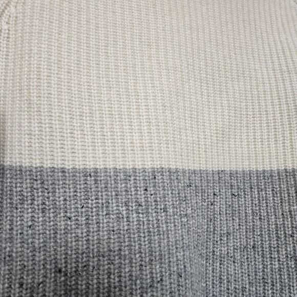 Ann Taylor 100% Cashmere Colorblock Mock Turtleneck Sweater M Soft Cozy Neutral - Picture 6 of 9